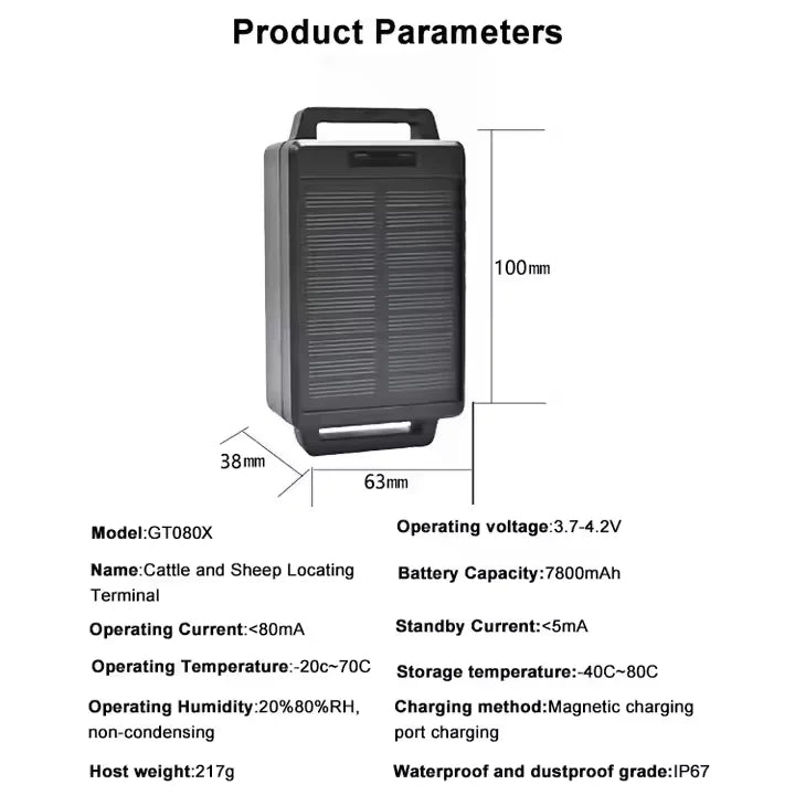 GPSONE Solar-Powered Wireless GPS Tracker for Cattle & Sheep - Smart Livestock Positioning