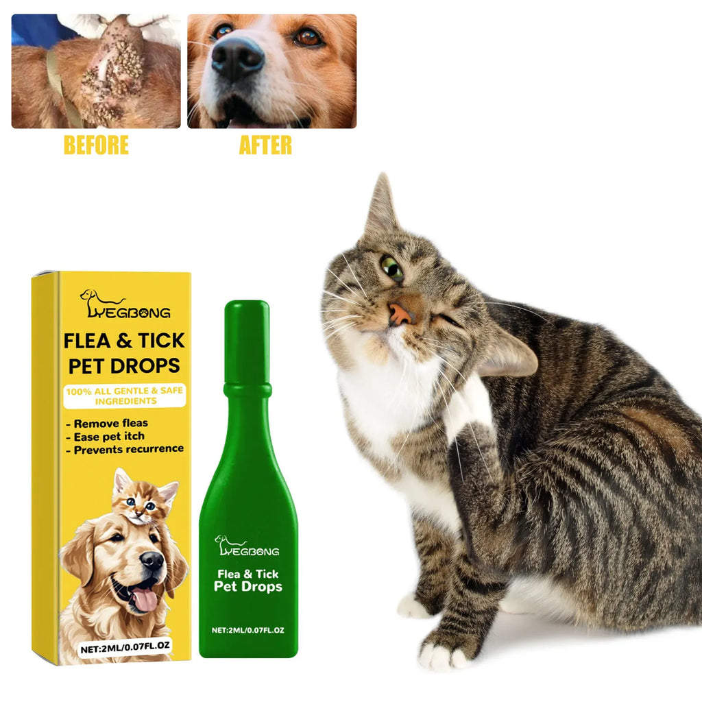 Anti-Flea Treatment Drops for Cats & Dogs (Tick & Lice Remover, Multi-Size)