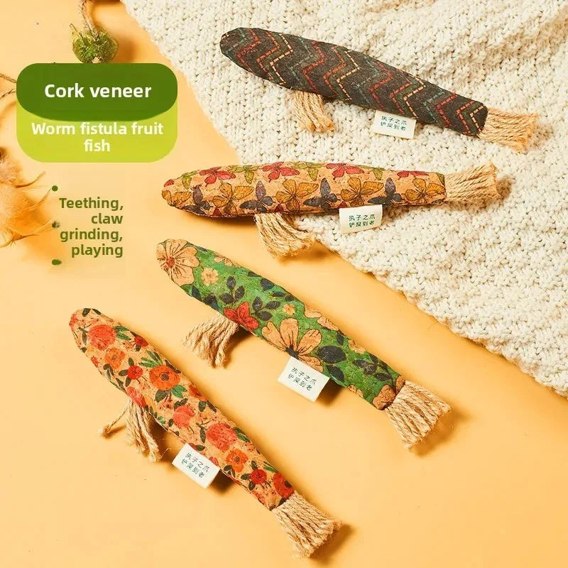 Cork Fish-Shaped Cat Bite Toy — Teeth Grinding & Claw Relief Interactive Play Toy