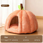 Pumpkin-Shaped Enclosed Winter Pet Bed