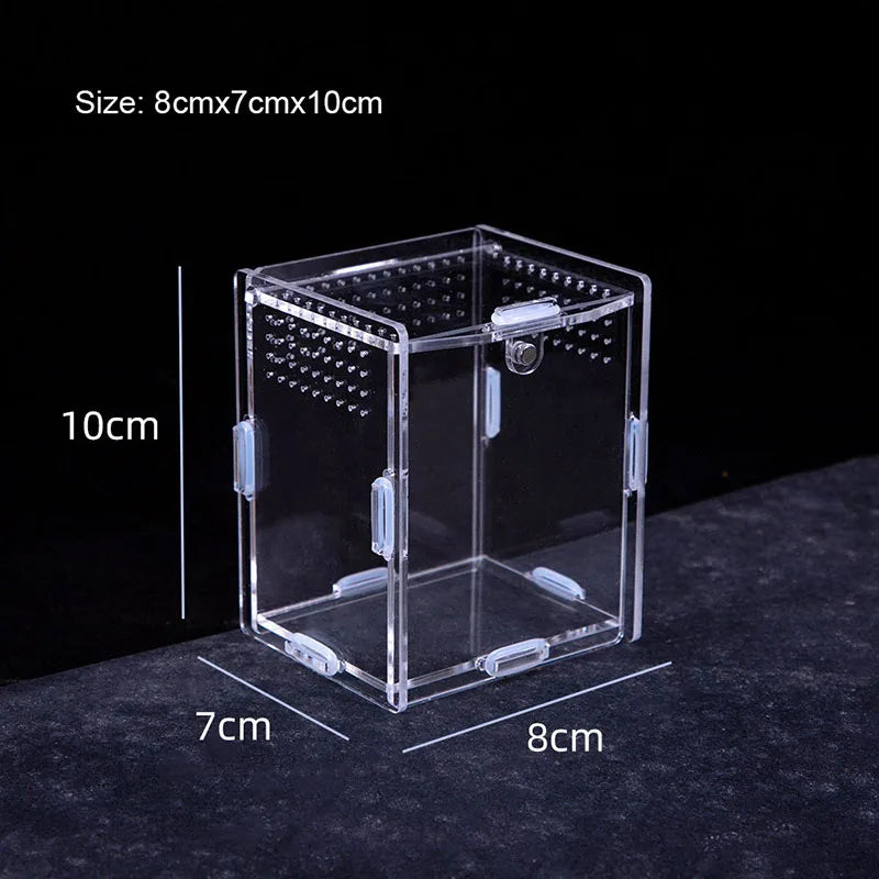 Acrylic Reptile Breeding Box — Magnetic Anti-Escape Feeding Cage