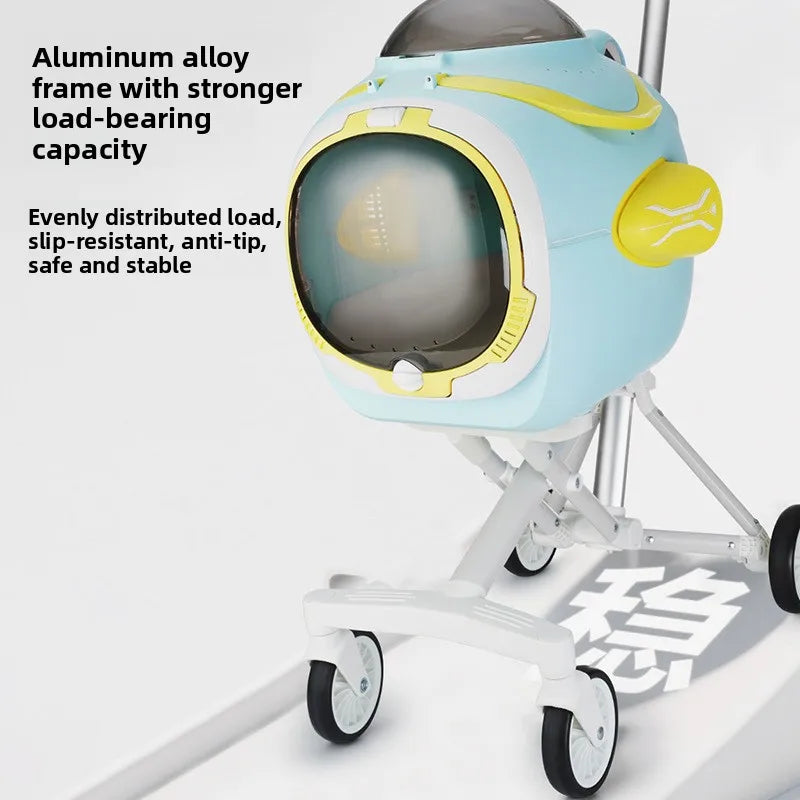 Aluminum Alloy Space Capsule Pet Stroller — Hands-Free Dual-Purpose Travel Cart for Dogs & Cats