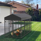 Outdoor Dog Kennel Run with Canopy Cover & Ground Stakes