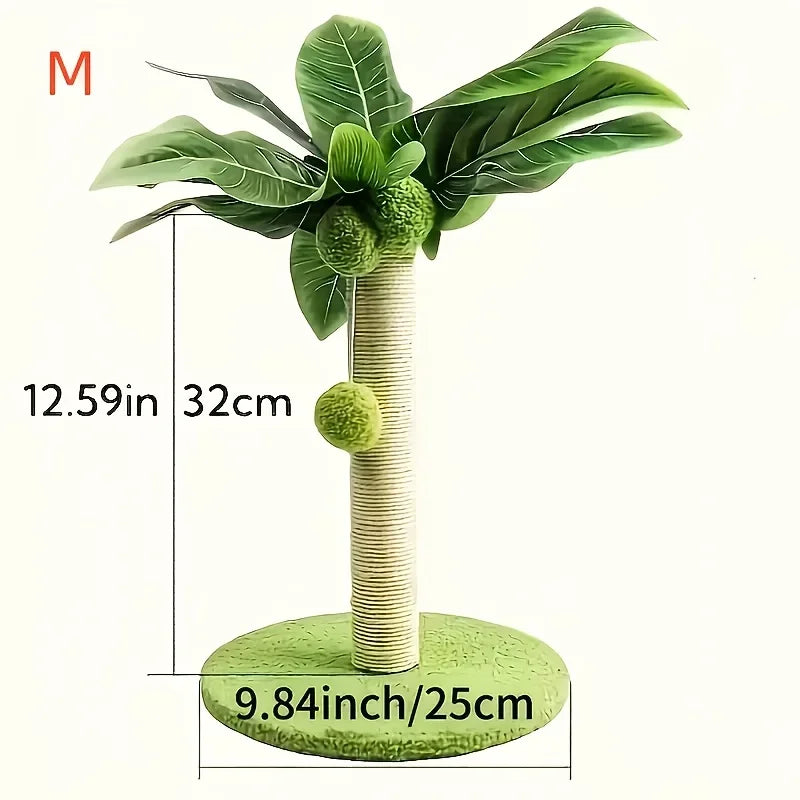 Coconut Tree Cat Scratching Post — Sisal Surface with Hanging Ball Toy