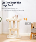 28in Cat Tree with Large Bed, Scratching Post & Hammock