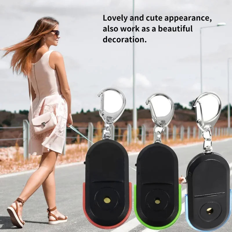 Key Finder Keychain with Whistle Control, LED Torch & Anti-Lost Alarm