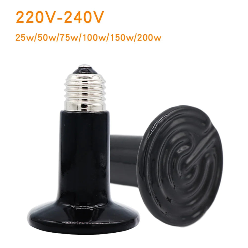 Ceramic Far-Infrared Heat Lamp for Reptiles — 25W-200W, 6 Power Options
