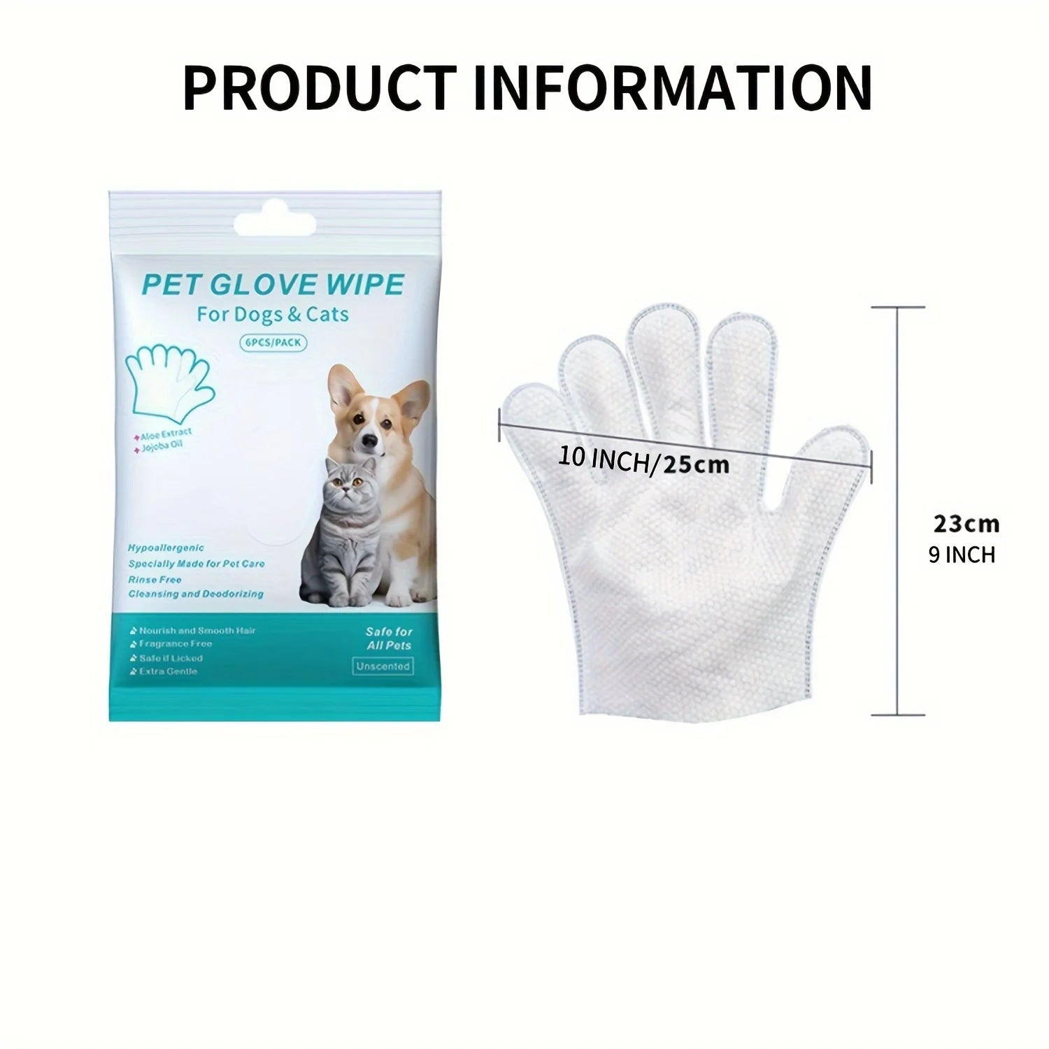 Pet Grooming Glove Wipes — Cleaning & Deodorizing On-the-Go, 18-Count