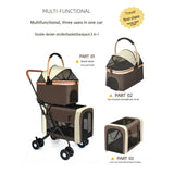 Pet Stroller Double Decker 2 Tier Detachable Foldable Luxury Carbon Steel Lightweight For Dogs And Cats