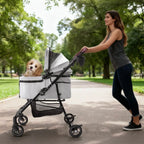 4-Wheel Pet Stroller with 360-Degree Rotating Wheels & Separable Carrier for Dogs & Cats