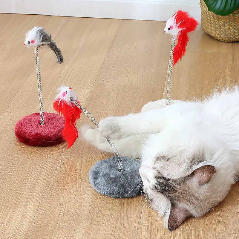 3-in-1 Cat Scratcher with Spring Feather Toy