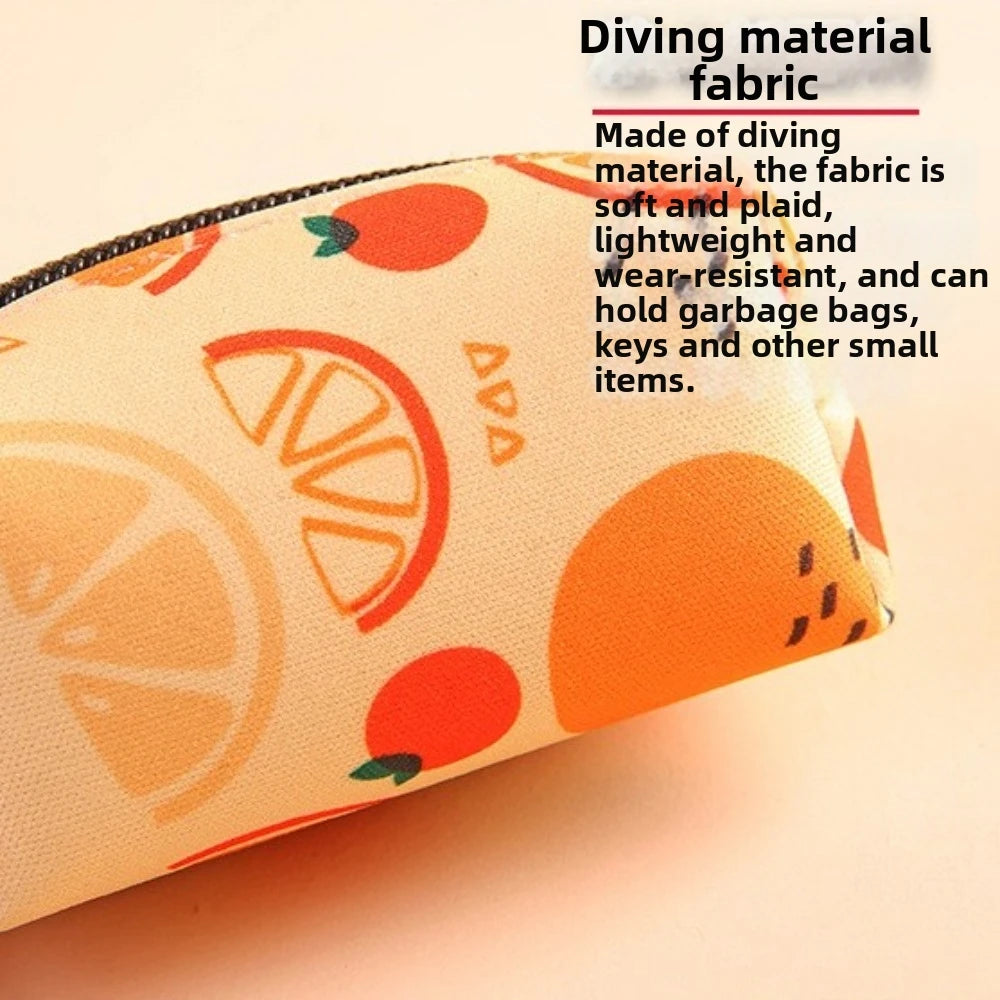 Fruit Pattern Poop Bag Holder (Waterproof, Buckle, Zipper Closure)