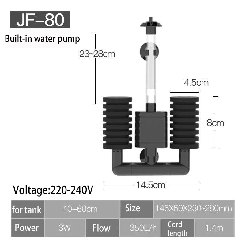Submersible Aquarium Filter with Bio Media Balls 220V