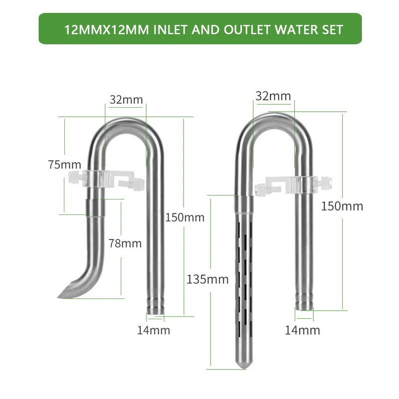Stainless Steel Aquarium Lily Pipe & Oil Film Skimmer Set (WYIN Style)