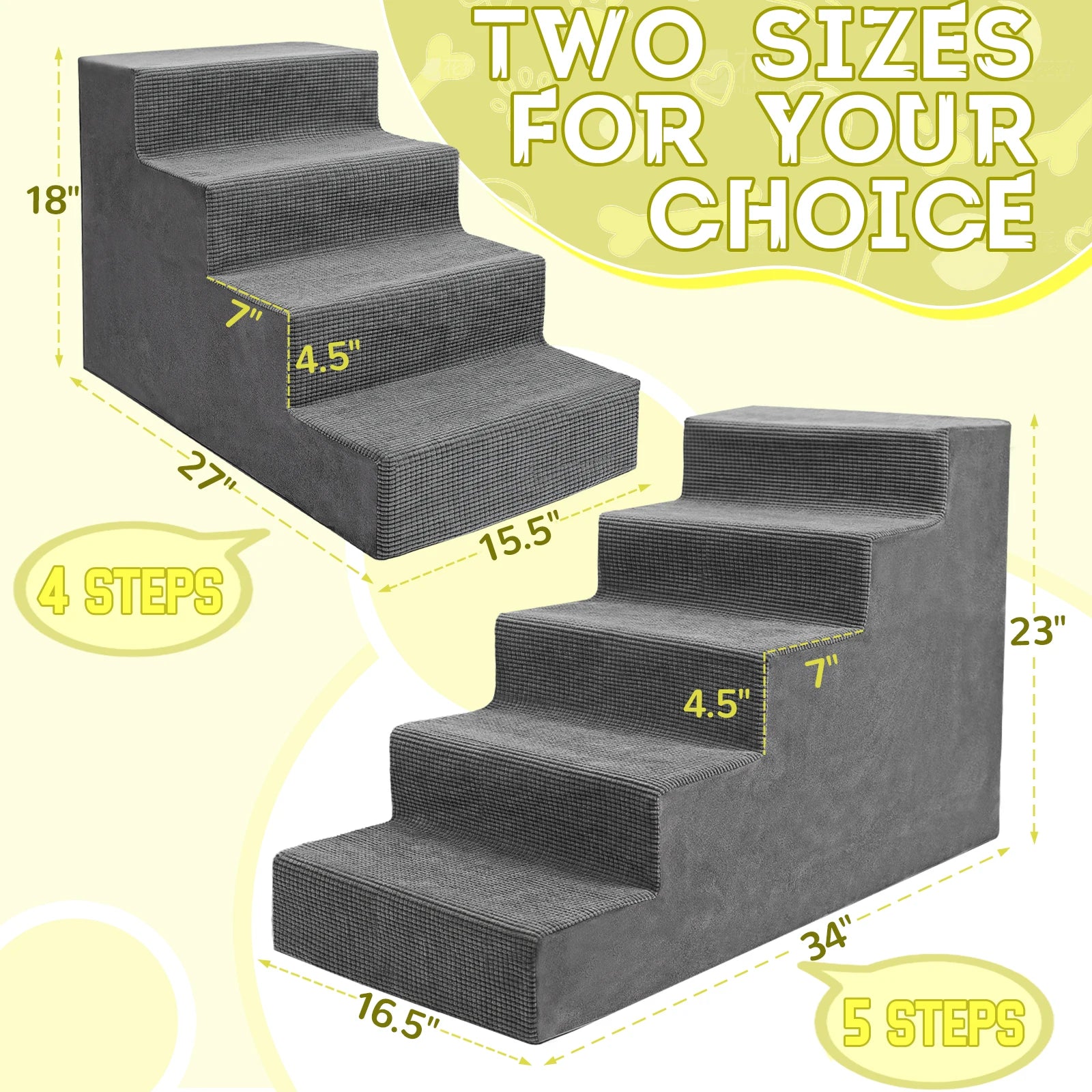Non-Slip Foam Pet Stairs for Beds & Couches