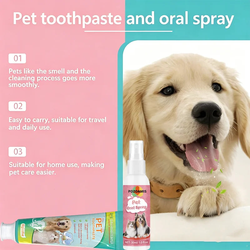 Pet Toothpaste & Oral Spray Duo — Removes Tartar, Freshens Breath for All Ages