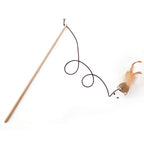 Feather Wand Cat Teaser with Wood Handle — Interactive Wand Toy