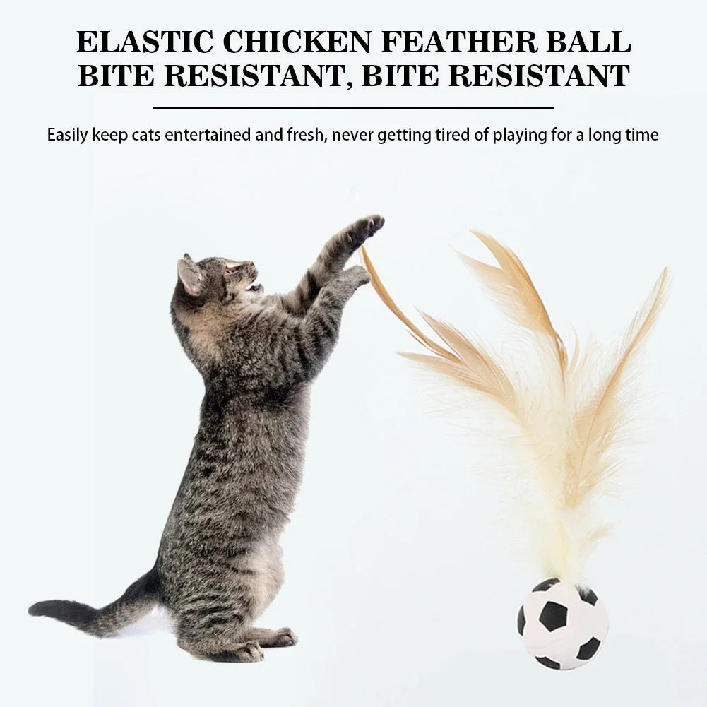 Feather Bouncy Ball Cat Toy — Indoor High-Rebound Flutter Ball for Self-Play