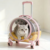 Pet Carrier Universal Wheel Rolling Cat Carrier Clear Trolley Case Large Capacity Pet Carrier Breathable Pet Travel Bag Fashion