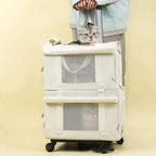 Foldable Wheeled Pet Carrier Transportbox with Breathable Rolling Trolley Base — Travel & City Walk Pet Bag