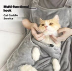 Anti-Fur Cat Grooming Apron with Kangaroo Pocket — Durable Wearable Smock for Cat Lovers