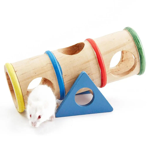 Wooden Hamster Seesaw — Tunnel Toy with Teeth-Grinding Design