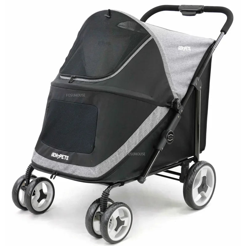 Modern Portable 55kg Large Dog Pet Stroller — 4-Wheel Foldable Large Capacity Outdoor Travel Trolley