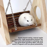 Apple Wood Hamster Swing & Chew Toy — Triangular Wooden Playground