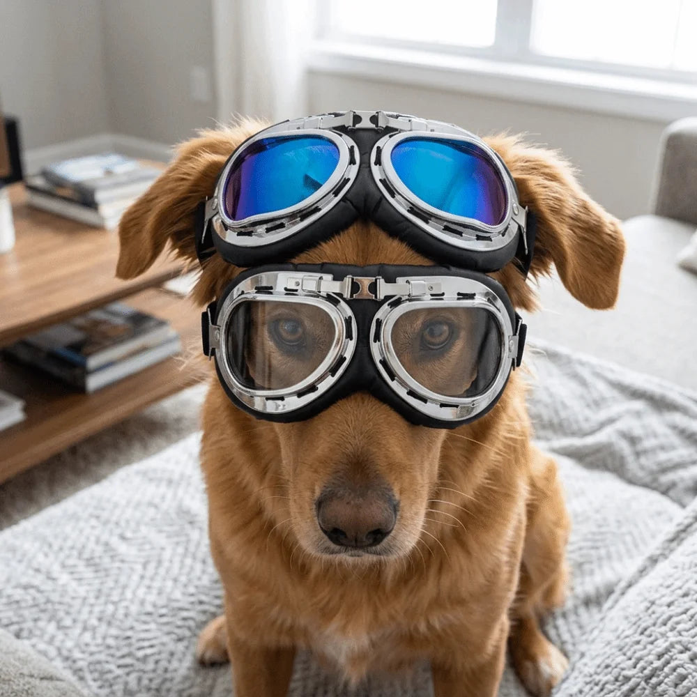 Dog Motorcycle Goggles UV Visor (Harley Style, Windproof, Eye Protection)