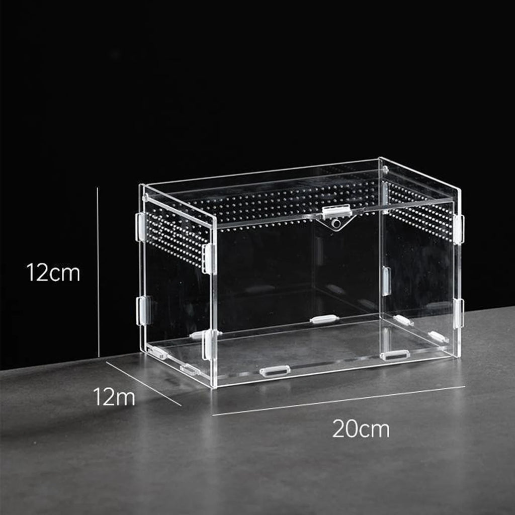Clear Acrylic Reptile Breeding Box — Ventilated Habitat, Multiple Sizes