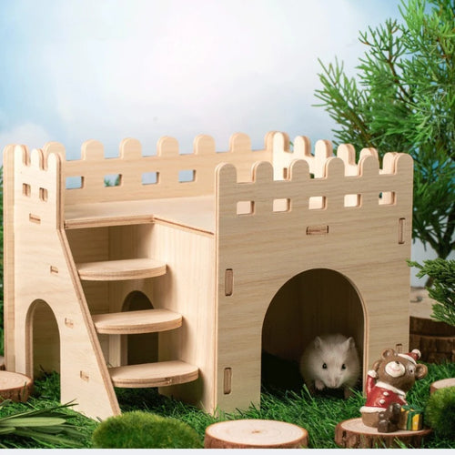 Wooden Hamster House — Fence-Style Sleeping Villa
