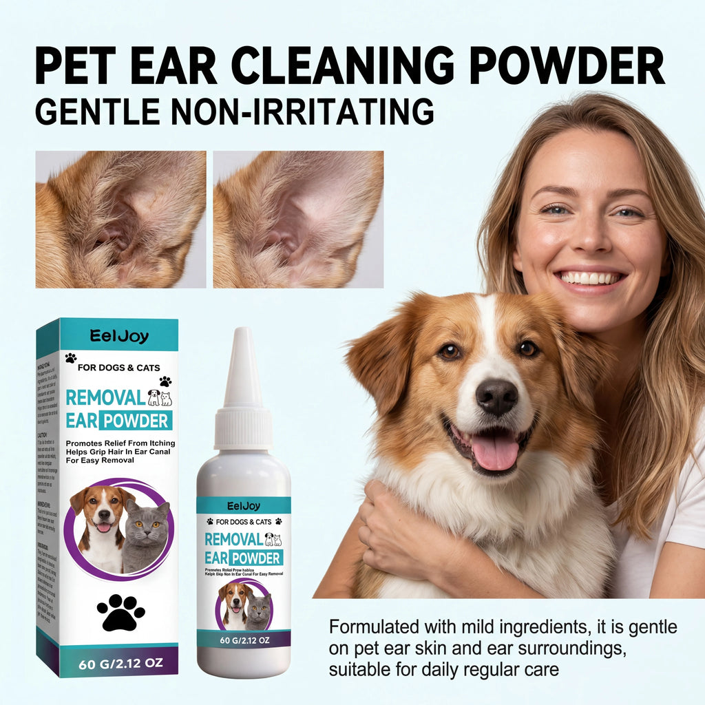 Pet Ear Cleaning Powder — Mild Formula for Painless Hair Plucking & Itch Relief