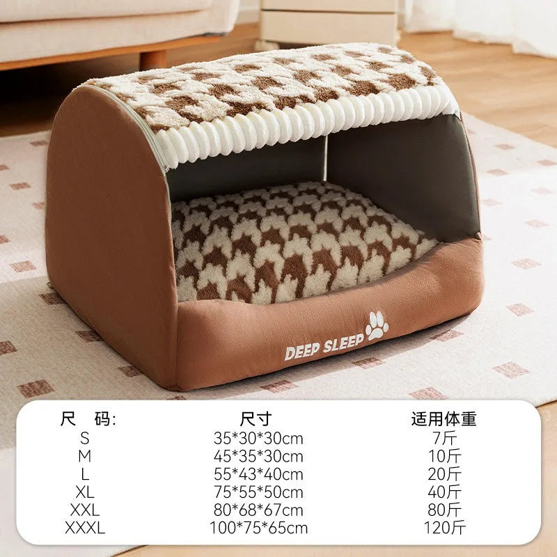 Quilted Winter Dog Den Bed