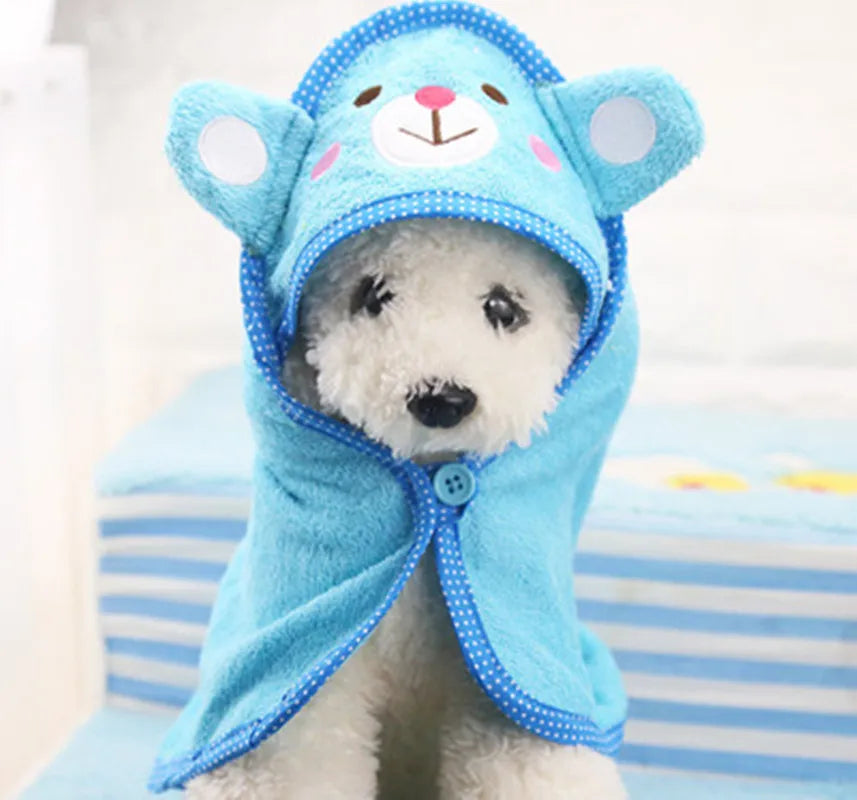 Hooded Pet Drying Towel — Soft Absorbent Bathrobe for Dogs & Cats
