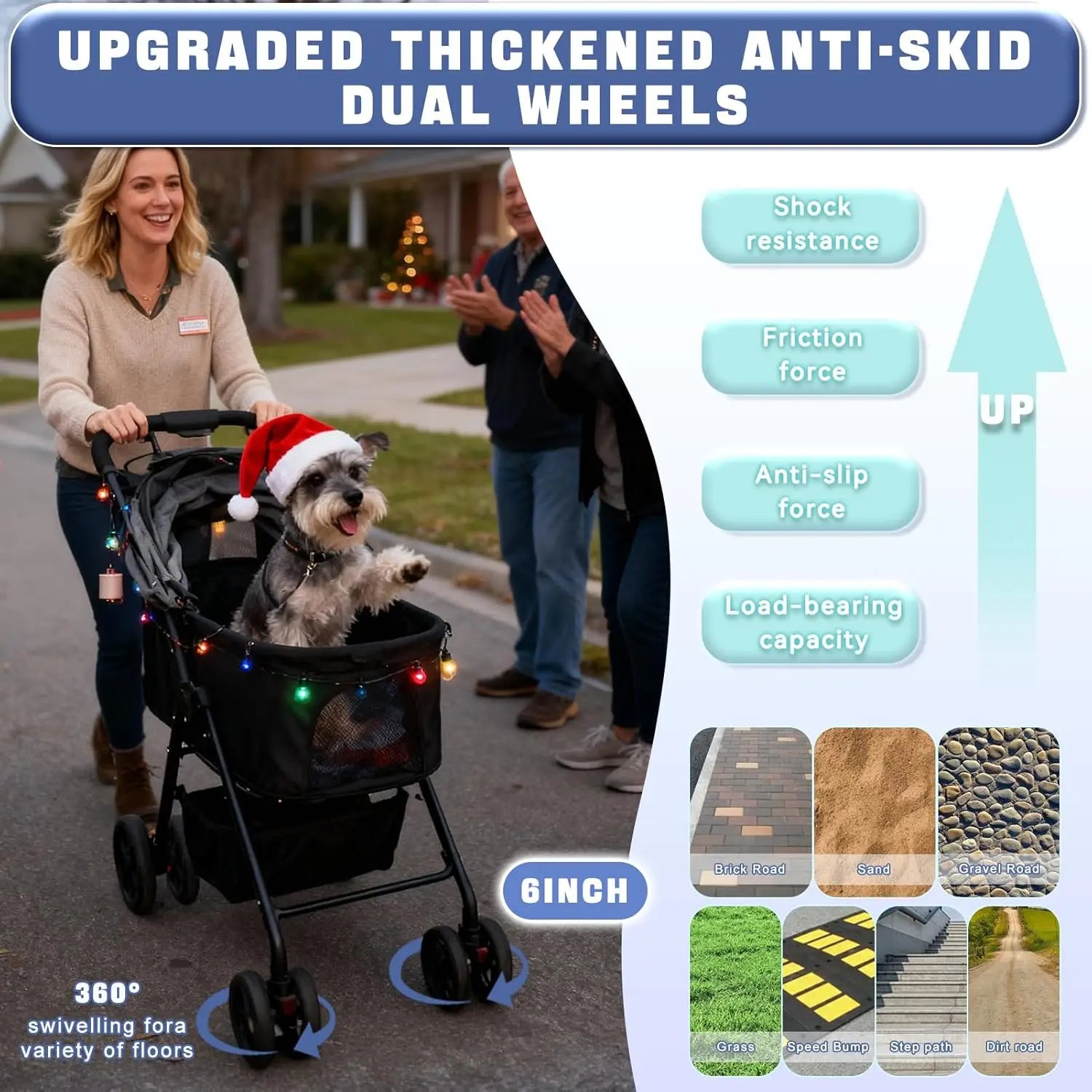 4-in-1 Easy-Fold Pet Stroller with Detachable Carrier for Dogs & Cats — Max 55 lbs