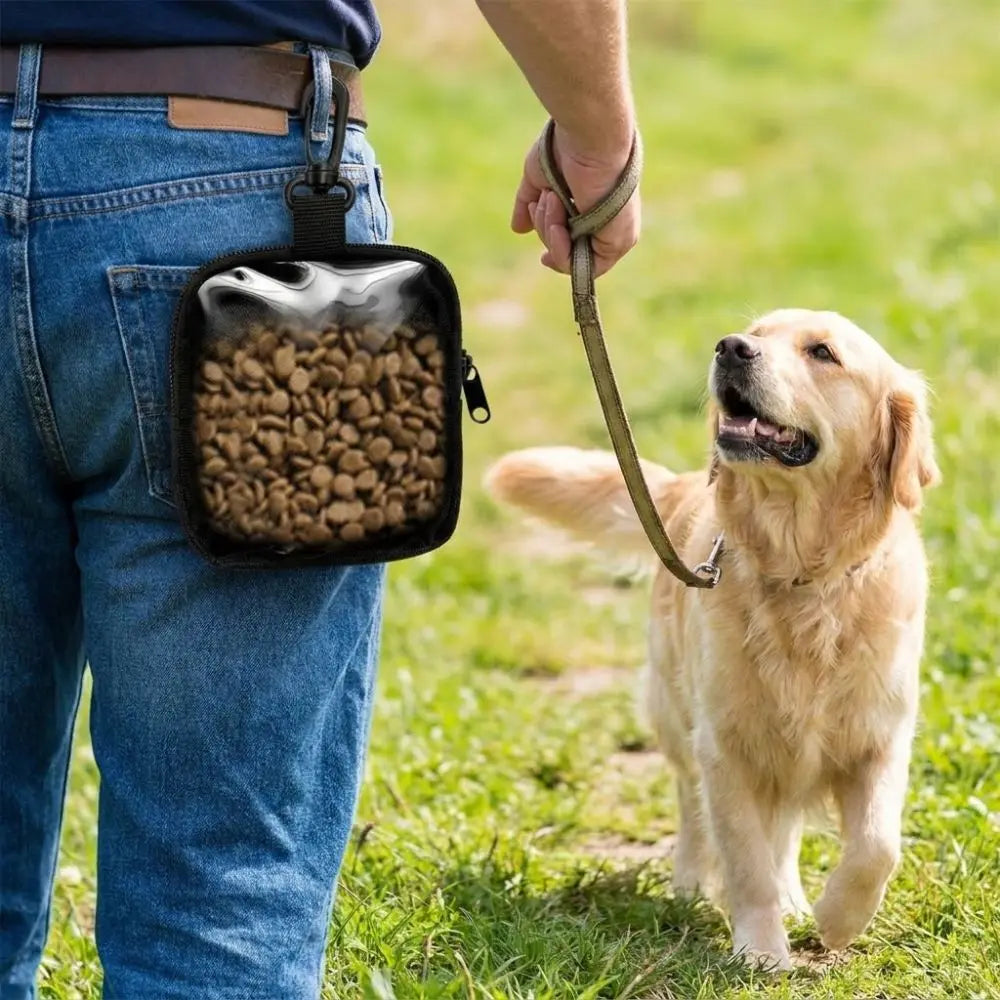 Printed Waterproof Dog Treat Pouch (Zipper, Clip Attachment, Training)