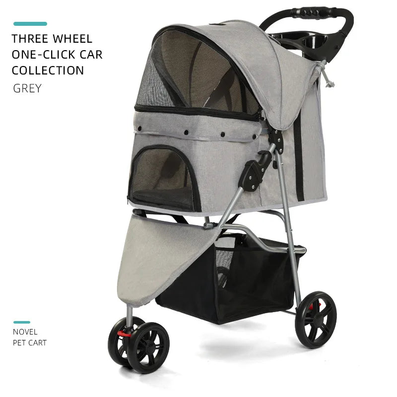 Foldable Breathable Universal Lightweight Pet Cart & Travel Trolley for Cats & Dogs
