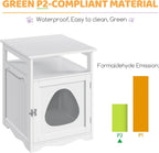 Hidden Cat Litter Box End Table with Open Shelf (White)