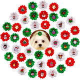 Handmade Flower Puppy Bows 10-Pack (Christmas Party Style)