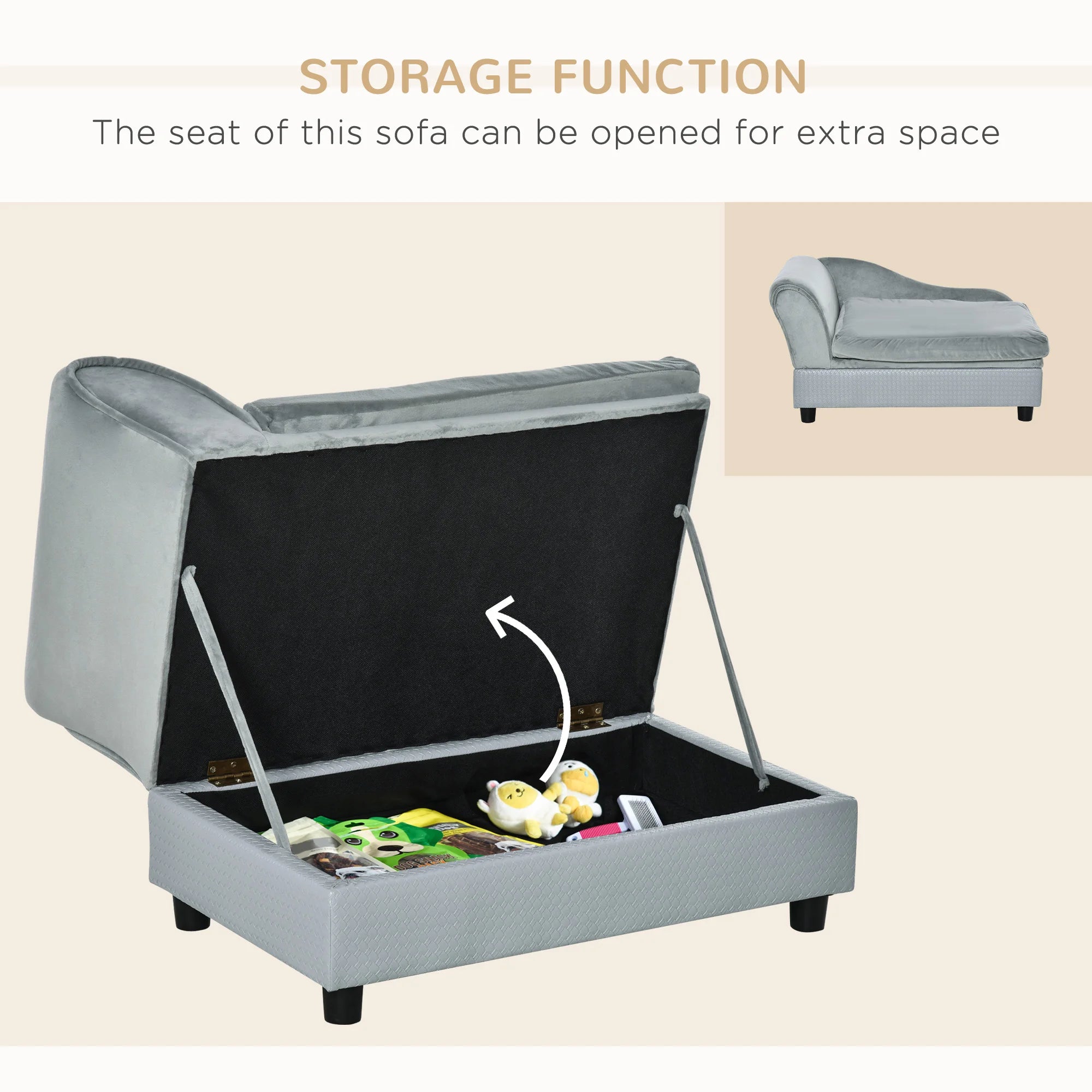 Luxury Dog Sofa Bed with Hidden Storage