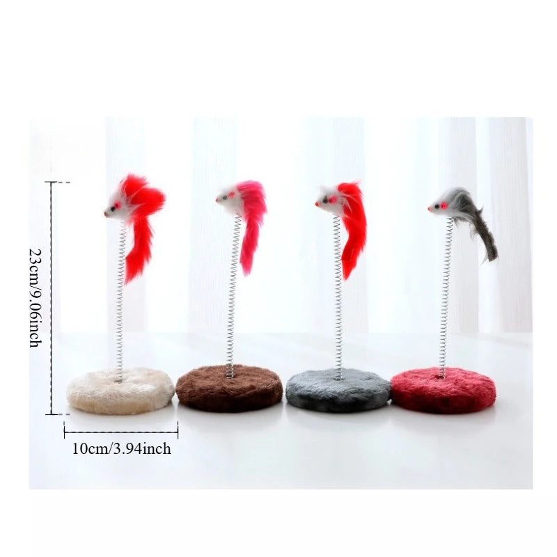 3-in-1 Cat Scratcher with Spring Feather Toy