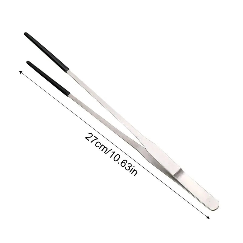Bent-Tip Stainless Steel Feeding Tweezers — Straight & Curved, 10.6"