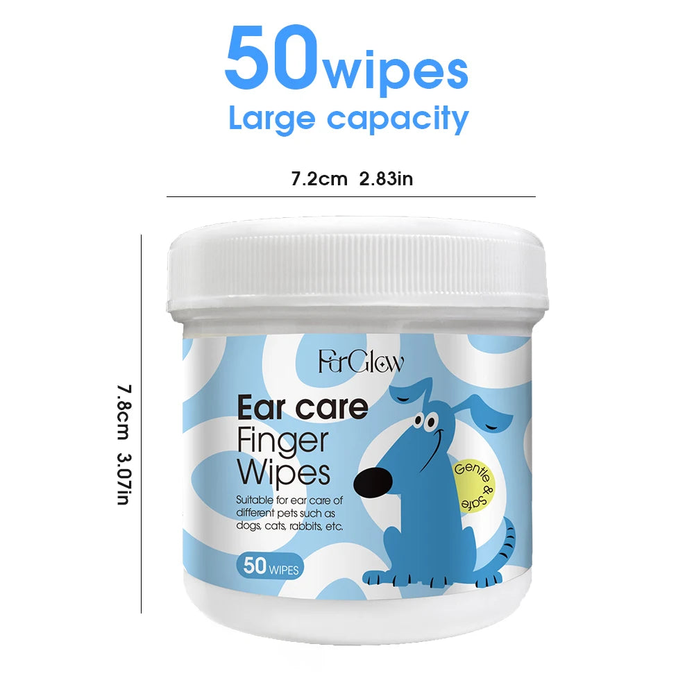 FURGLOW Finger Sleeve Ear Wipes — Gentle Daily Cleaning, 50-Count
