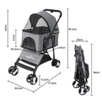 4-Wheel Pet Pram Buggy & Jogger Stroller with Rain Cover for Dogs & Cats