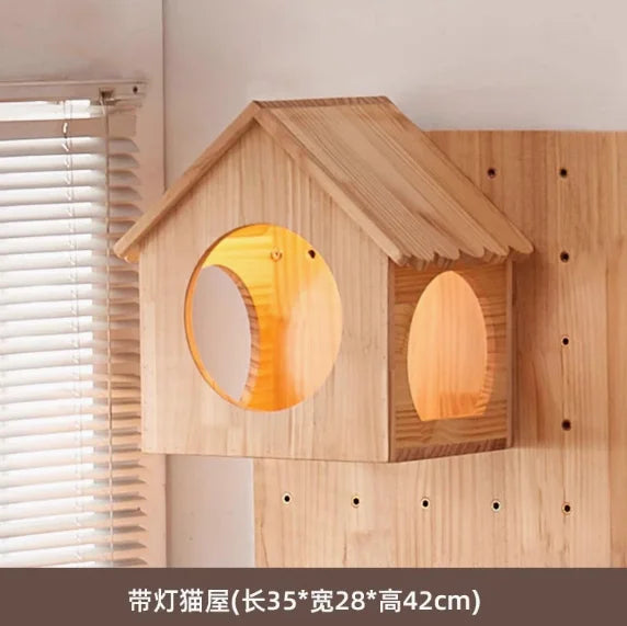 Wall-Mounted Cat Climbing Shelf & Hammock