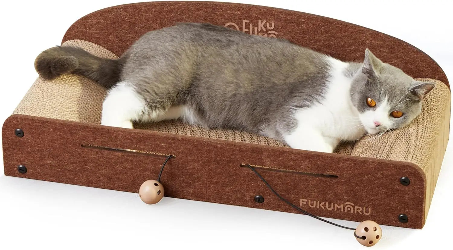26in Cat Scratcher Lounger with Reversible Pads & Toys