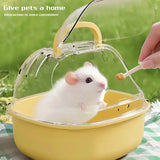 Portable Hamster Travel Carrier — Breathable PP Cage with Water Bottle