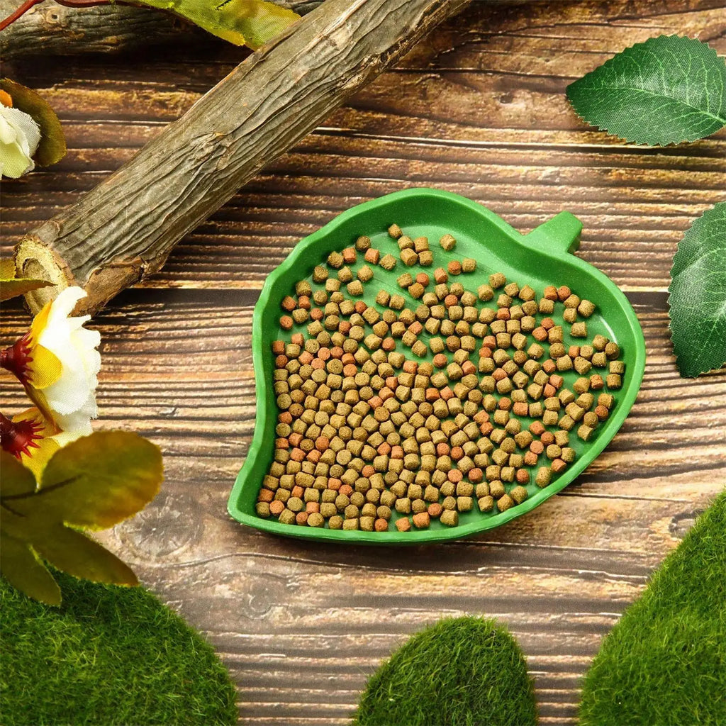 Leaf-Shaped Reptile Food & Water Bowl — Decorative Terrarium Dish