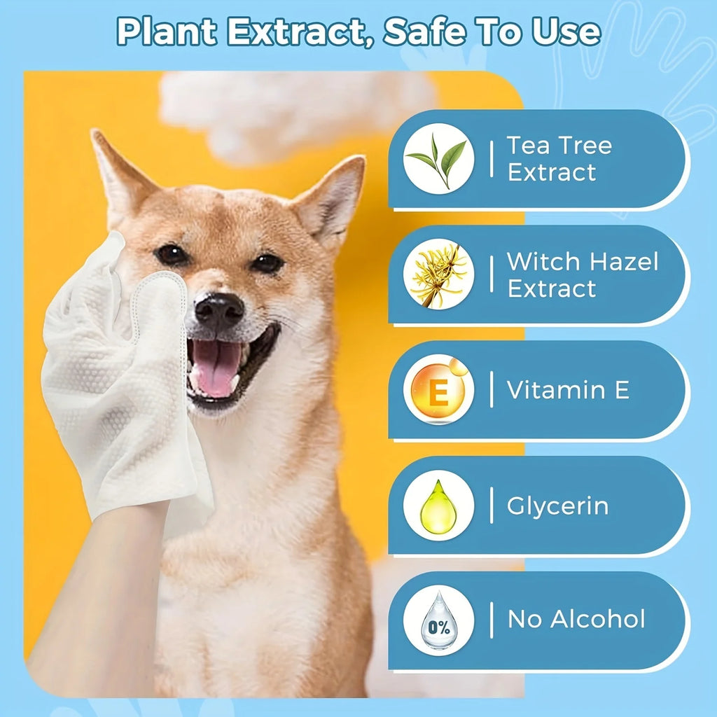 Pet Grooming Glove Wipes — Cleaning & Deodorizing On-the-Go, 18-Count