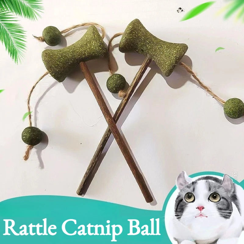 Natural Catnip Rattle Lick Ball Cat Toy — All-Breed Kitten Nip Chew & Fascination Toy